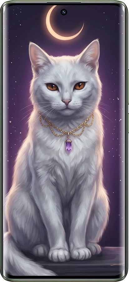 Силиконовый чехол Mystic White Cat Gothic Dark Purple Gold для Realme 11 Pro - 6805u-3077 изображение 