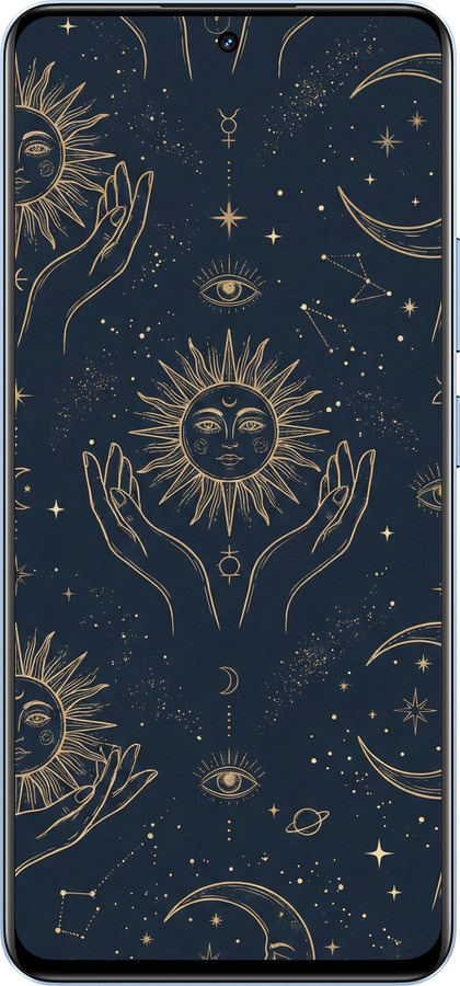 Силиконовый чехол Celestial Harmony: Sun & Moon Gold Mystic Pattern для Realme 12 4G - 6778u-3785 изображение 