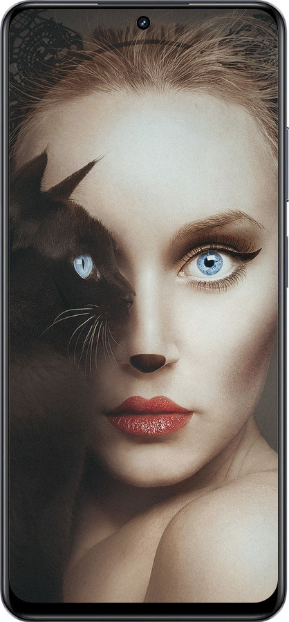 TPU чехол Взгляд женщины и кошки для Realme 13+ 5G - 4041b-3891 изображение 