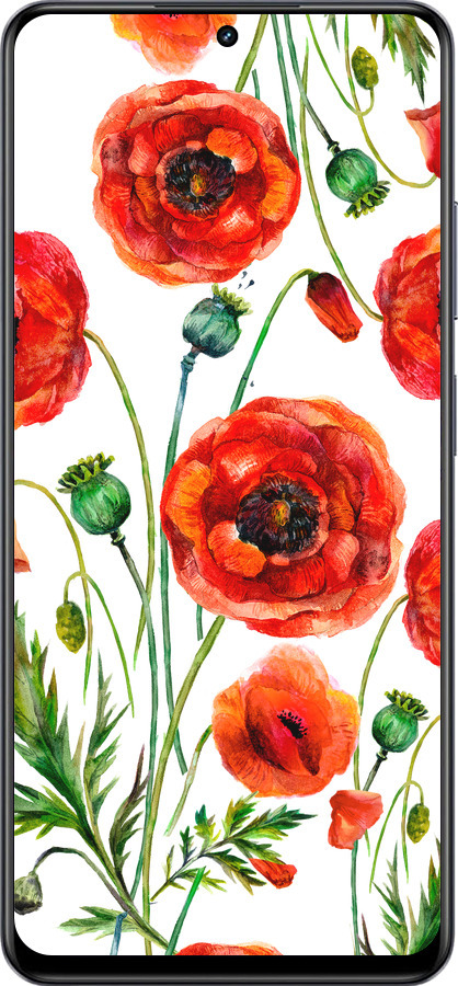 TPU чехол Нарисованные маки для Realme 13+ 5G - 4278b-3891 изображение 