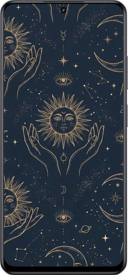 TPU чехол Celestial Harmony: Sun & Moon Gold Mystic Pattern для Realme 13+ 5G - 6778b-3891 изображение 