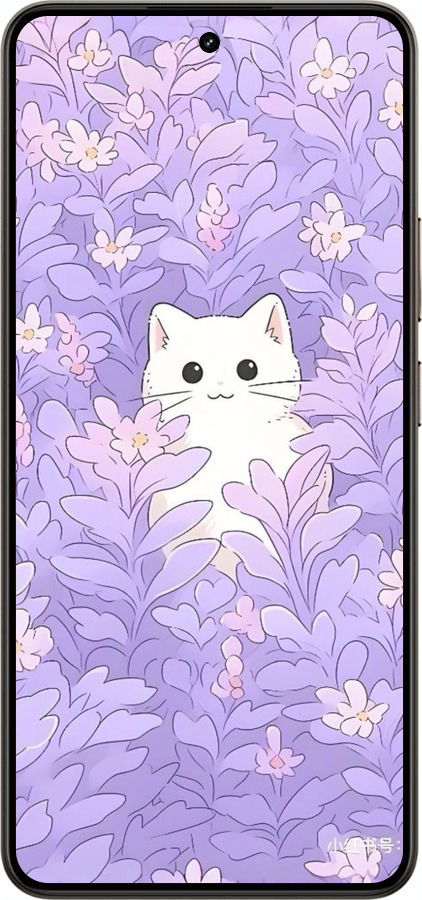 Силиконовый чехол Котик в цветах для Realme 14 5G / 14T 5G - 6390u-4024 изображение 