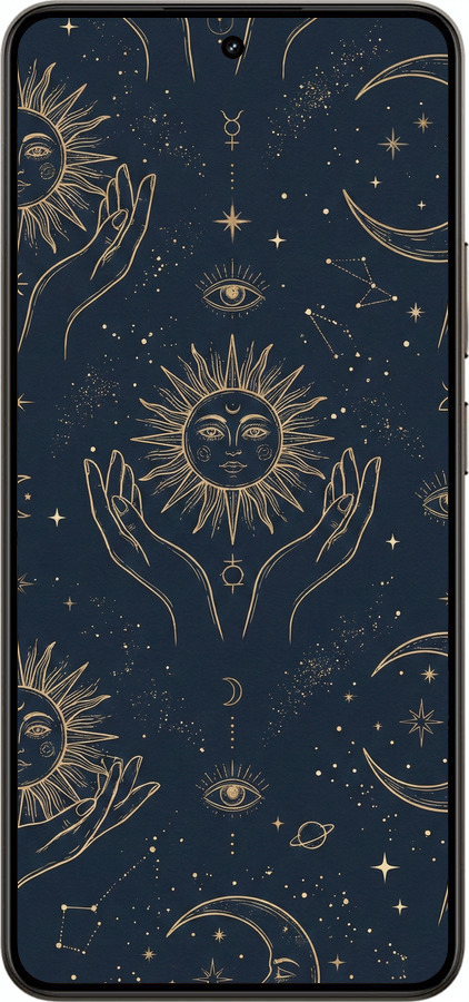 Силіконовий чехол Celestial Harmony: Sun & Moon Gold Mystic Pattern для Realme 14 5G / 14T 5G - 6778u-4024 изображение 