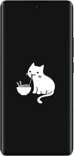 Силиконовый чехол С милым котом на черном фоне для Realme 14 PRO + - 6528u-3968 изображение 