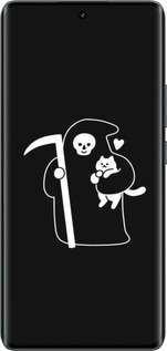 Силиконовый чехол Минималистичный арт: смерть и кошка для Realme 14 PRO + - 6529u-3968 изображение 