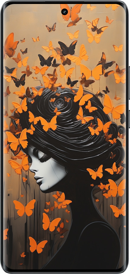 Силіконовий чехол Чохол для телефону Дівчина з помаранчевими метеликами для Realme 14 PRO + - 5940u-3968 изображение 