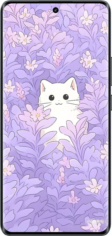 Силиконовый чехол Котик в цветах для Realme 14 PRO + - 6390u-3968 изображение 