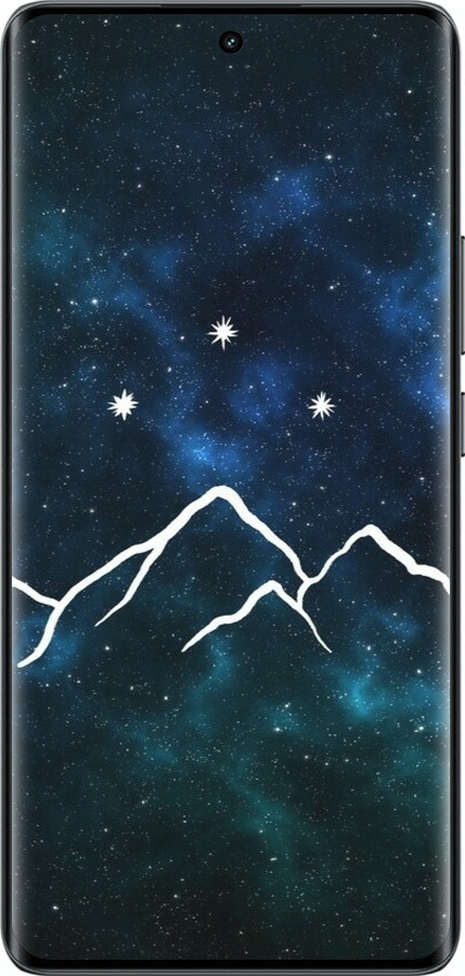 Силиконовый чехол Горы и звезды нарисованы на фоне галактики для Realme 14 PRO + - 6490u-3968 изображение 