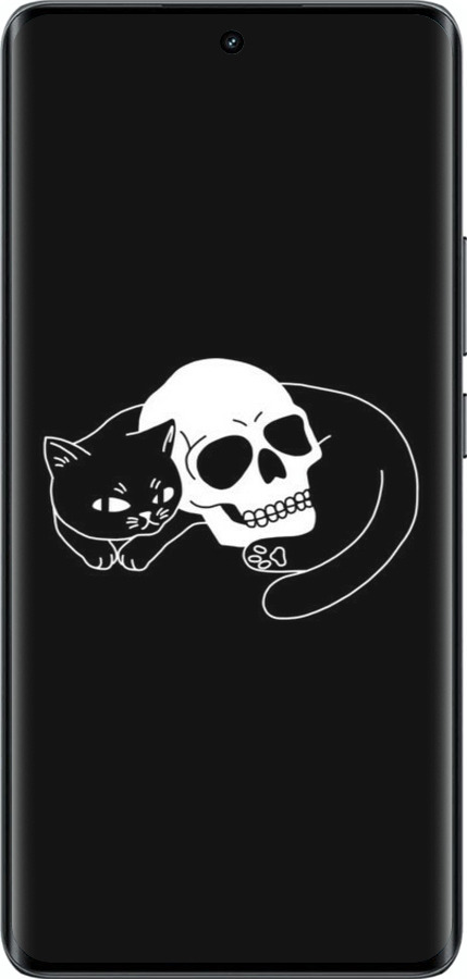 Силиконовый чехол С изображением кота и черепа для Realme 14 PRO + - 6491u-3968 изображение 
