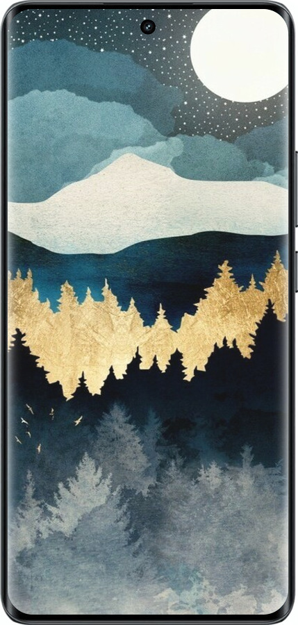 Силиконовый чехол Ночной пейзаж с лесом и горами для Realme 14 PRO + - 6493u-3968 изображение 