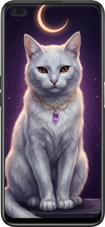 TPU чехол Mystic White Cat Gothic Dark Purple Gold для Realme 6 Pro - 6805b-1893 изображение 