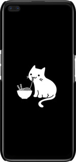 3D пластиковий матовий чехол Милий кіт на чорному фоні для Realme 6 Pro - 6528m-1893 изображение 