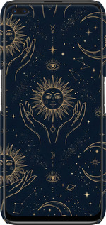 3D пластиковый матовый чехол Celestial Harmony: Sun & Moon Gold Mystic Pattern для Realme 6 Pro - 6778m-1893 изображение 