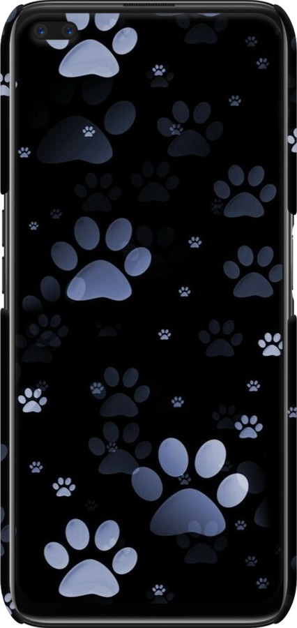 3D пластиковый матовый чехол С синими отпечатками лап для Realme 6 Pro - 6441m-1893 изображение 