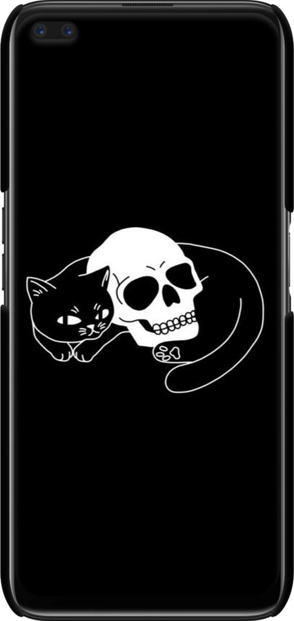 3D пластиковий матовий чехол Із зображенням кота та черепа для Realme 6 Pro - 6491m-1893 изображение 