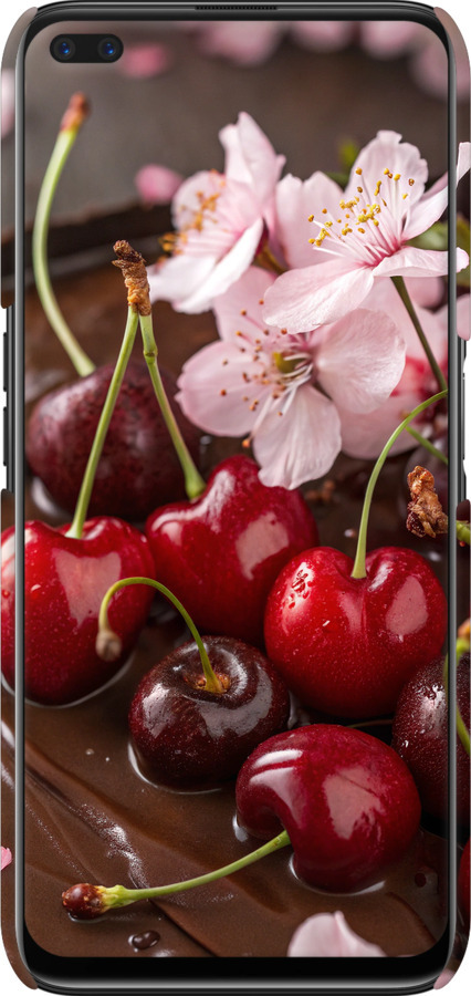 3D пластиковый матовый чехол Вишня в шоколаде для Realme 6 Pro - 6698m-1893 изображение 