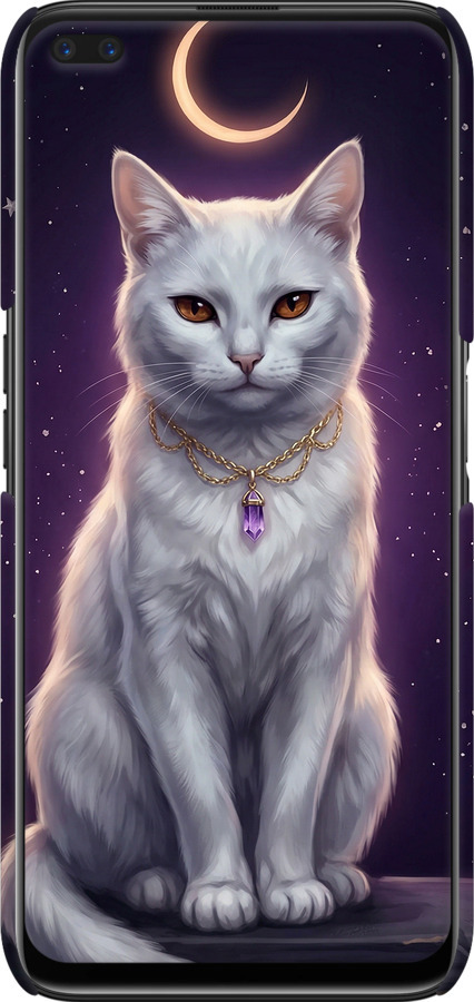 3D пластиковий матовий чехол Mystic White Cat Gothic Dark Purple Gold для Realme 6 Pro - 6805m-1893 изображение 