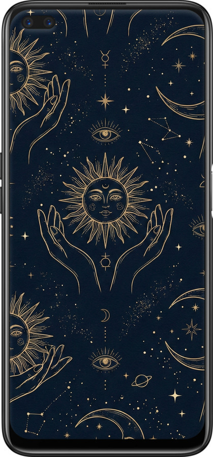 Силиконовый чехол Celestial Harmony: Sun & Moon Gold Mystic Pattern для Realme 6 Pro - 6778u-1893 изображение 