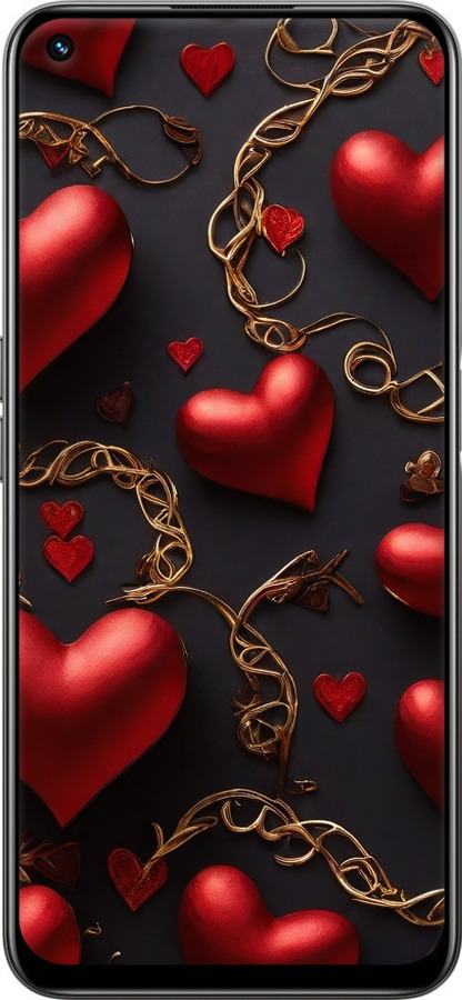 TPU чехол Сердечки для Realme 8i - 5831b-2518 изображение 