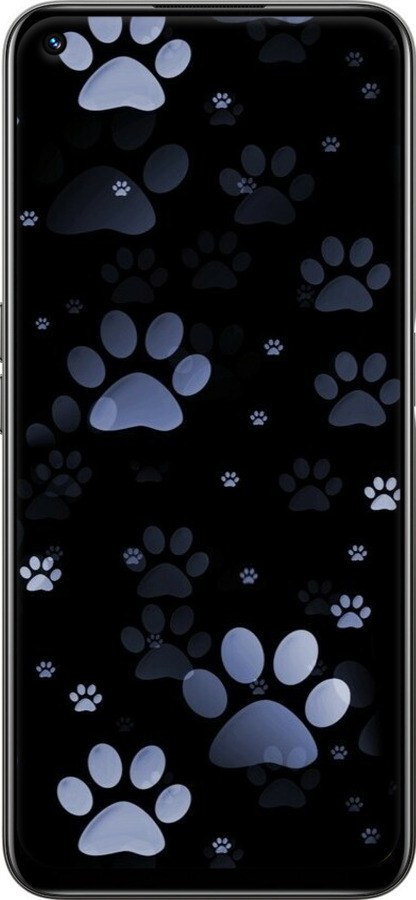 TPU чехол С синими отпечатками лап для Realme 8i - 6441b-2518 изображение 
