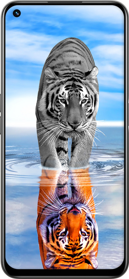 Силиконовый чехол Тигр для Realme 8i - 6016u-2518 изображение 