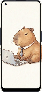 3D пластиковий матовий чехол Funny Capybara CEO Working для Realme 9 - 6777m-2866 изображение 