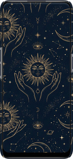 3D пластиковый матовый чехол Celestial Harmony: Sun & Moon Gold Mystic Pattern для Realme 9 - 6778m-2866 изображение 