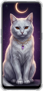 Силикон с усиленными углами чехол Mystic White Cat Gothic Dark Purple Gold для Realme 9 Pro Plus - 6805sp-2596 изображение 