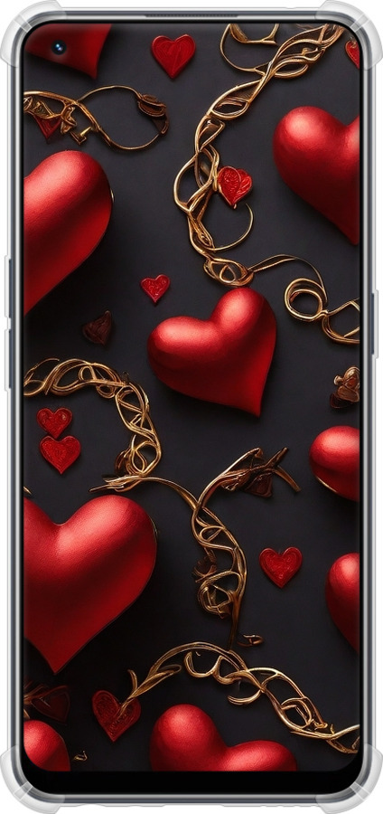 Силикон с усиленными углами чехол Сердечки для Realme 9 Pro Plus - 5831sp-2596 изображение 