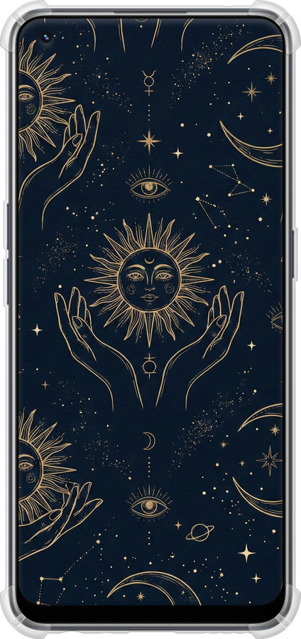 Силіконовий протиударний с посиленими кутами чехол Celestial Harmony: Sun & Moon Gold Mystic Pattern для Realme 9 - 6778sp-2866 изображение 