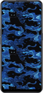 Силиконовый чехол Абстрактный узор черных котов на синем фоне для Realme 9 Pro Plus - 6525u-2596 изображение 