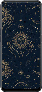 Силиконовый чехол Celestial Harmony: Sun & Moon Gold Mystic Pattern для Realme 9i - 6778u-2705 изображение 