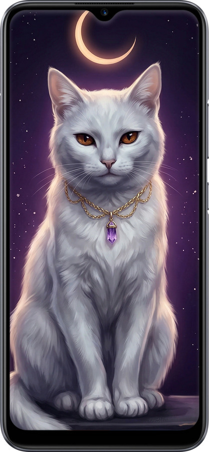 TPU чехол Mystic White Cat Gothic Dark Purple Gold для Realme C11 2020 - 6805b-2031 изображение 