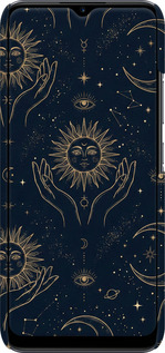 3D пластиковый матовый чехол Celestial Harmony: Sun & Moon Gold Mystic Pattern для Realme C11 2020 - 6778m-2031 изображение 