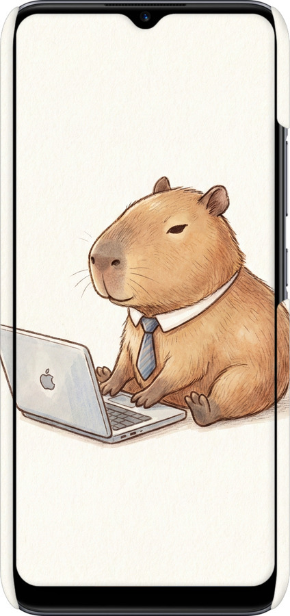 3D пластиковый матовый чехол Funny Capybara CEO Working для Realme C11 2020 - 6777m-2031 изображение 