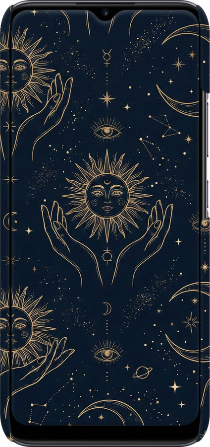 3D пластиковый матовый чехол Celestial Harmony: Sun & Moon Gold Mystic Pattern для Realme C11 2020 - 6778m-2031 изображение 
