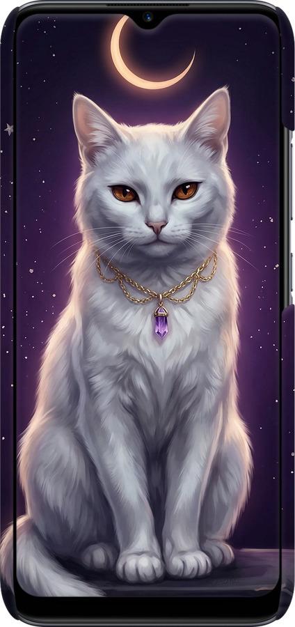 3D пластиковый матовый чехол Mystic White Cat Gothic Dark Purple Gold для Realme C11 2020 - 6805m-2031 изображение 