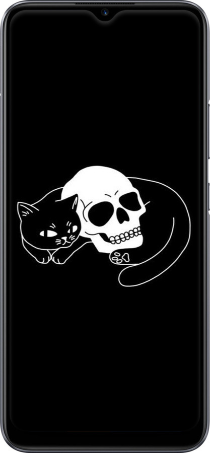 2D пластиковый чехол С изображением кота и черепа для Realme C11 2020 - 6491t-2031 изображение 