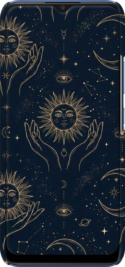 3D пластиковый матовый чехол Celestial Harmony: Sun & Moon Gold Mystic Pattern для Realme 7i - 6778m-2486 изображение 