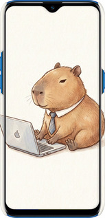 3D пластиковий матовий чехол Funny Capybara CEO Working для Realme C2 - 6777m-1852 изображение 