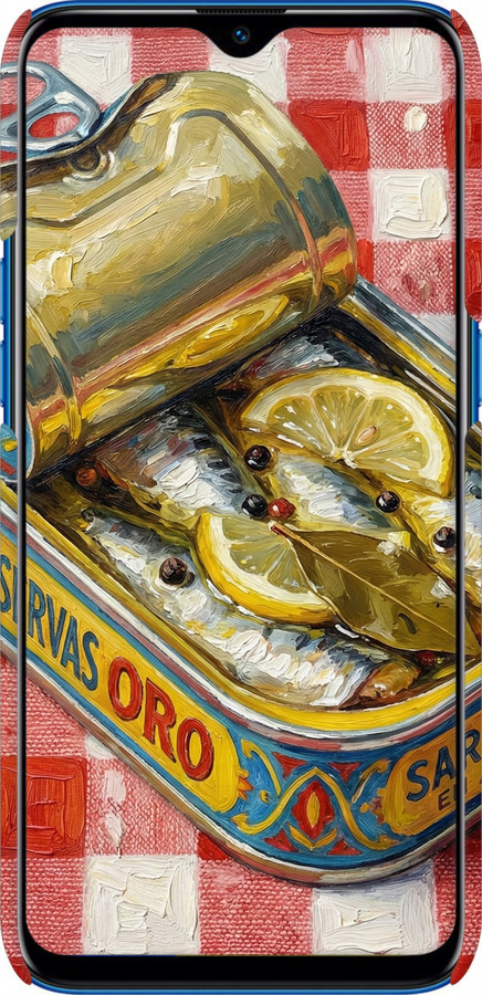 3D пластиковый матовый чехол Vintage Sardine Tin Phone для Realme C2 - 6772m-1852 изображение 