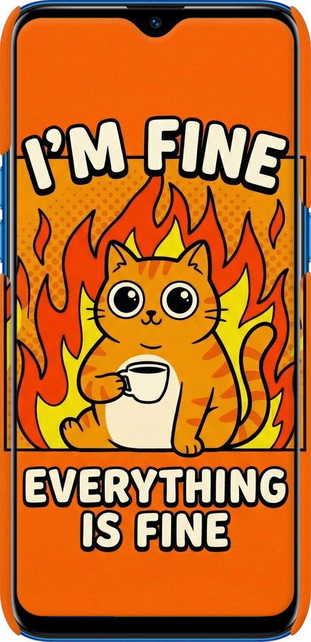 3D пластиковый матовый чехол Funny Cat для Realme C2 - 6786m-1852 изображение 