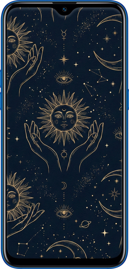 2D пластиковый чехол Celestial Harmony: Sun & Moon Gold Mystic Pattern для Realme C2 - 6778t-1852 изображение 