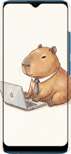 3D пластиковый матовый чехол Funny Capybara CEO Working для Realme C20A - 6777m-2416 изображение 