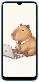 Силикон с усиленными углами чехол Funny Capybara CEO Working для Realme C20A - 6777sp-2416 изображение 