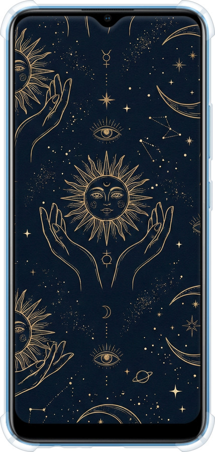 Силіконовий протиударний с посиленими кутами чехол Celestial Harmony: Sun & Moon Gold Mystic Pattern для Realme C11 2021 - 6778sp-2485 изображение 