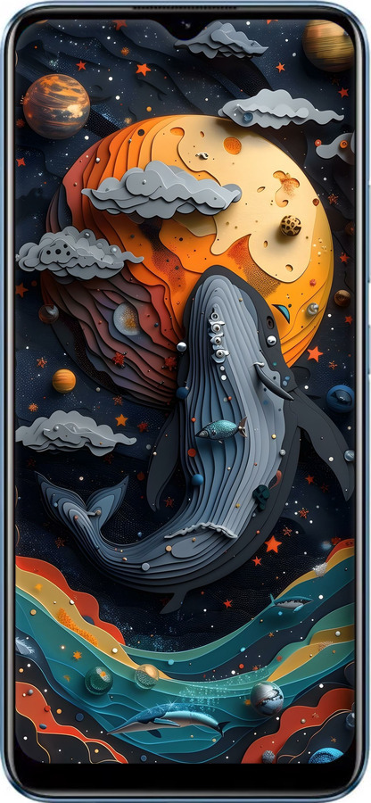 TPU чехол Кит у космосі для Realme C21 - 6328b-2321 изображение 