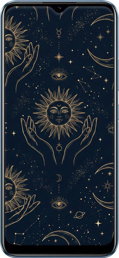 TPU чехол Celestial Harmony: Sun & Moon Gold Mystic Pattern для Realme C21 - 6778b-2321 изображение 