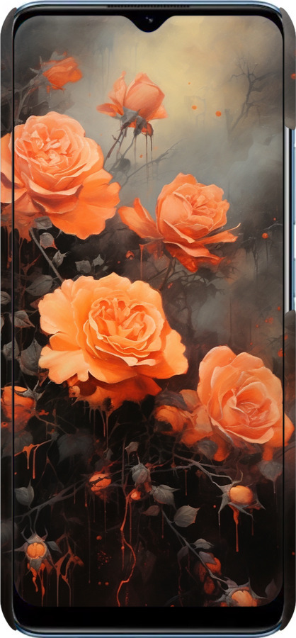 3D пластиковый матовый чехол Оранжевые розы для Realme C21 - 5944m-2321 изображение 