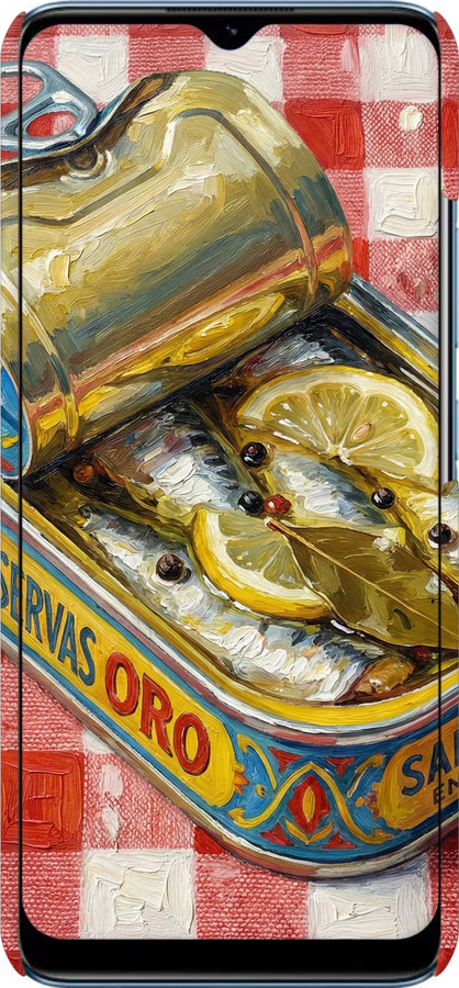 3D пластиковый матовый чехол Vintage Sardine Tin Phone для Realme C21 - 6772m-2321 изображение 